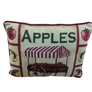 Decorative Apples Tapestry Throw Pillow ‎ Fruit Cart Design Farmhouse  16x12"